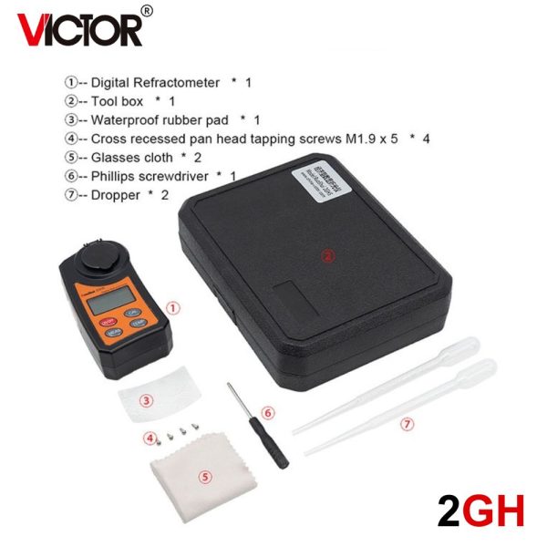 Máy đo độ ngọt VICTOR 2GH kỹ thuật số, máy đo độ brix VICTOR-2GH, khúc xạ kế điện tử đo độ ngọt VICTOR 2GH Digital Refractometer