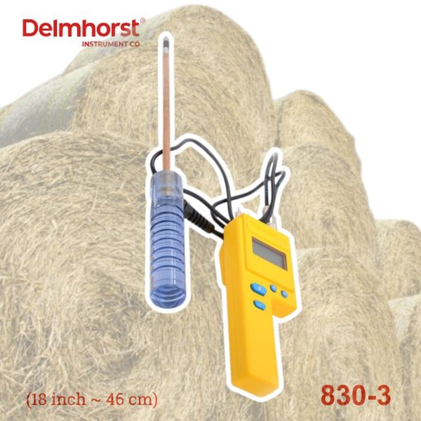 Cây đo độ ẩm Delmhorst 830-3 cho cỏ khô và giấy cuộn (18 inch), điện cực đo độ ẩm Delmhorst 830 3, que đo độ ẩm cỏ khô Delmhorst 830-3 Prod for Agriculture and Paper