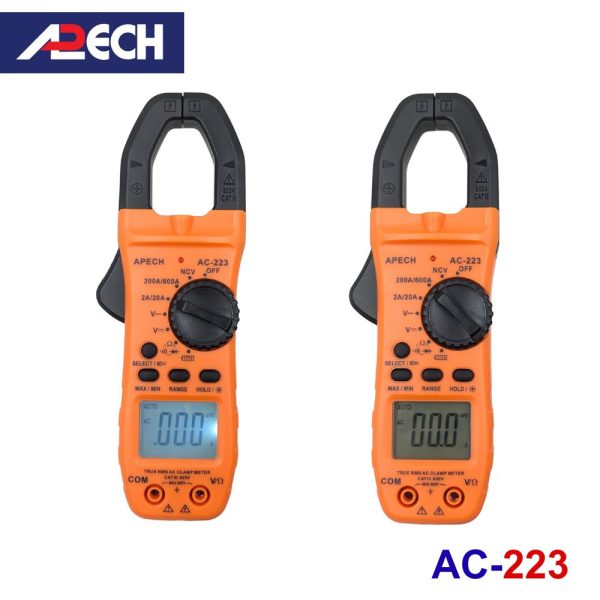 Ampe kìm APECH AC-223 True-RMS đo dòng AC, đồng hồ ampe kìm APECH AC223 True RMS, APECH AC 223 AC Clamp Meter