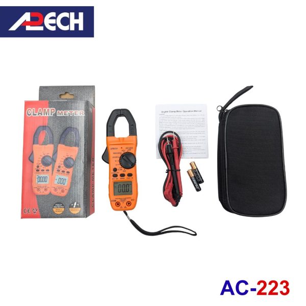 Ampe kìm APECH AC-223 True-RMS đo dòng AC, đồng hồ ampe kìm APECH AC223 True RMS, APECH AC 223 AC Clamp Meter