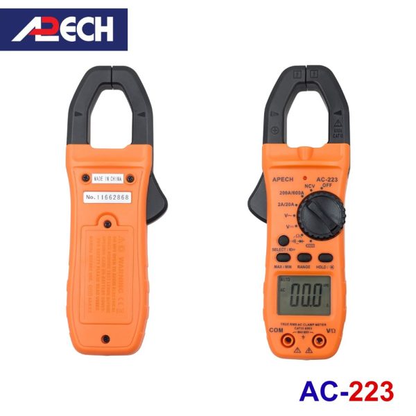 Ampe kìm APECH AC-223 True-RMS đo dòng AC, đồng hồ ampe kìm APECH AC223 True RMS, APECH AC 223 AC Clamp Meter