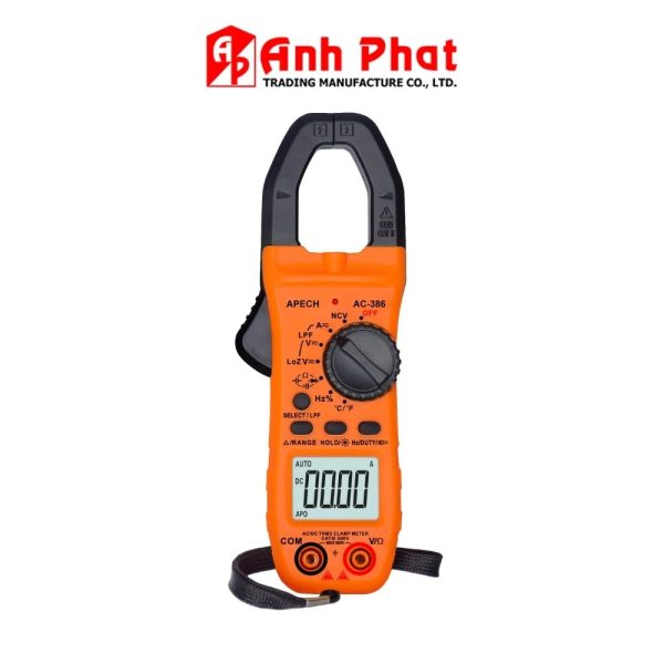 Ampe k&igrave;m APECH AC-386 True-RMS đo điện AC/DC, đồng hồ Ampe k&igrave;m AC/DC APECH AC386, APECH AC 386 AC/DC Clamp Meter