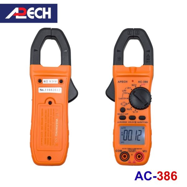 Ampe kìm APECH AC-386 True-RMS đo điện AC/DC, đồng hồ Ampe kìm AC/DC APECH AC386, APECH AC 386 AC/DC Clamp Meter