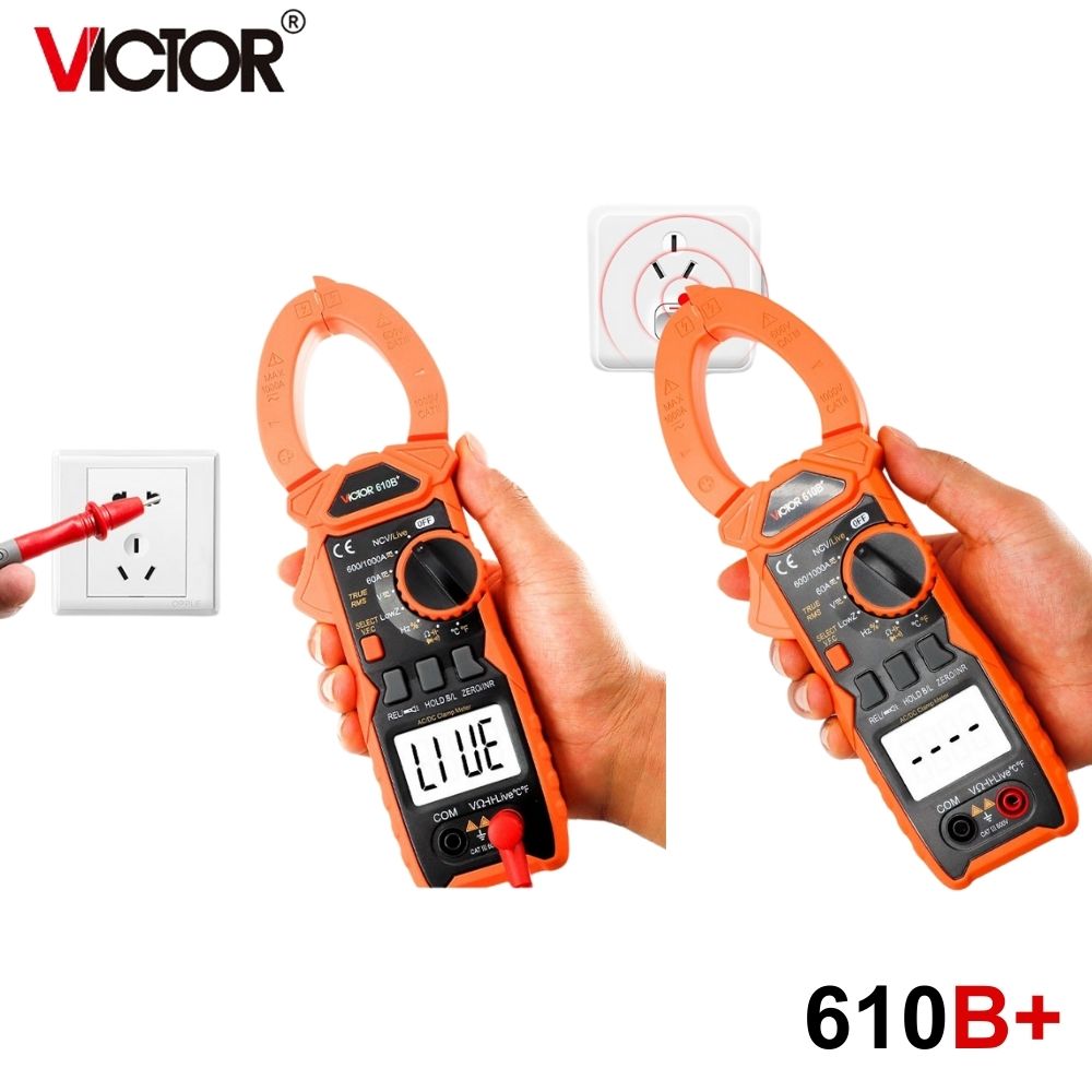 Ampe kìm Victor 610B+ True-RMS đo điện AC/DC Ampe kìm Victor 610B+ True-RMS đo điện AC/DC, đồng hồ Ampe kìm AC/DC Victor 610B+ TrueRMS, Victor 610B plus True RMS Clamp Meter