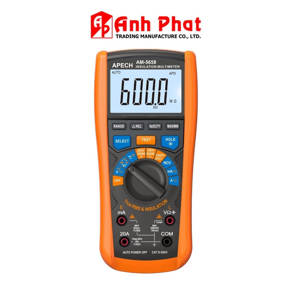 Đồng hồ vạn năng APECH AM-5658 đo điện trở cách điện Đồng hồ vạn năng APECH AM-5658 đo điện trở cách điện
