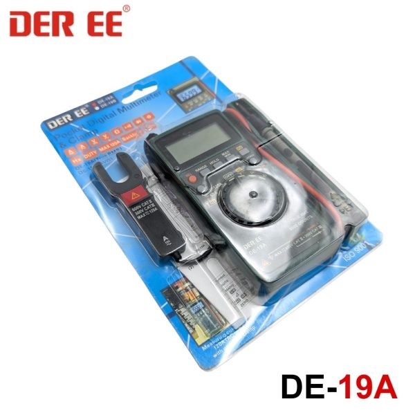 Đồng hồ vạn năng bỏ túi DEREE DE-19A True-RMS, đồng hồ VOM bỏ túi DEREE DE19A True-RMS, DEREE DE 19A Pocket Multimeter & Clamp