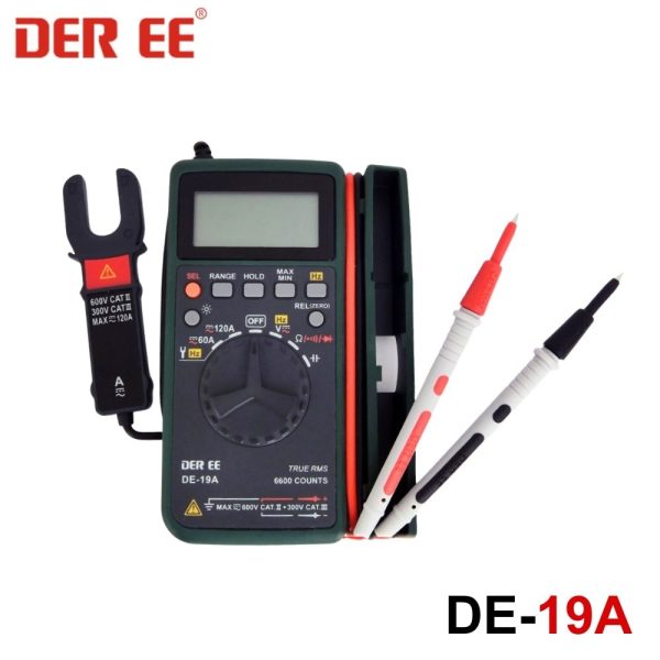 Đồng hồ vạn năng bỏ túi DEREE DE-19A True-RMS, đồng hồ VOM bỏ túi DEREE DE19A True-RMS, DEREE DE 19A Pocket Multimeter & Clamp