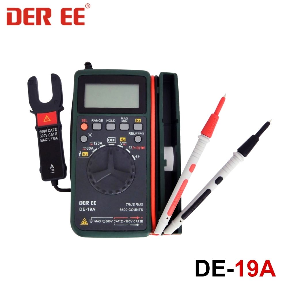 Đồng hồ vạn năng bỏ túi DEREE DE-19A True-RMS Đồng hồ vạn năng bỏ túi DEREE DE-19A True-RMS, đồng hồ VOM bỏ túi DEREE DE19A True-RMS, DEREE DE 19A Pocket Multimeter & Clamp