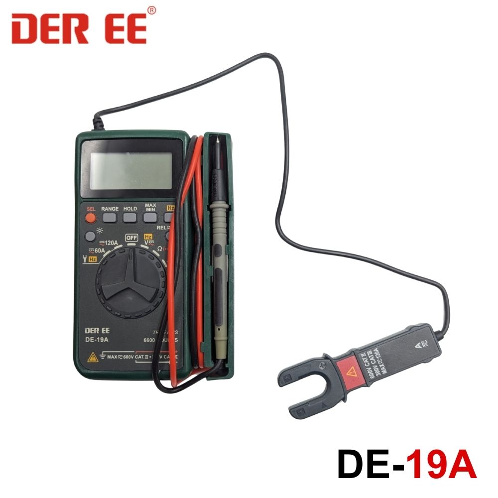 Đồng hồ vạn năng bỏ túi DEREE DE-19A True-RMS Đồng hồ vạn năng bỏ túi DEREE DE-19A True-RMS, đồng hồ VOM bỏ túi DEREE DE19A True-RMS, DEREE DE 19A Pocket Multimeter & Clamp
