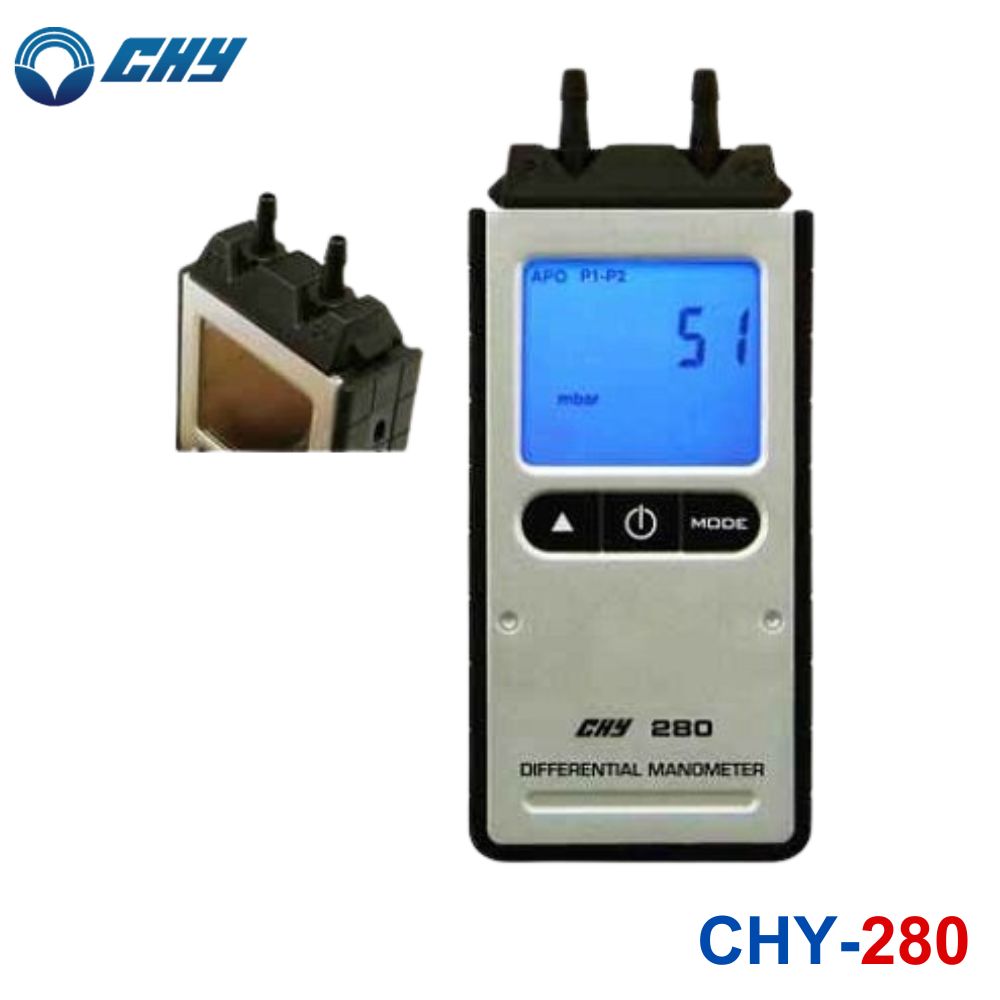 Máy đo áp suất không khí CHY 280 cầm tay Máy đo áp suất không khí CHY CHY-280, máy đo chênh lệch áp suất CHY 280, CHY 280 Differential Manometer