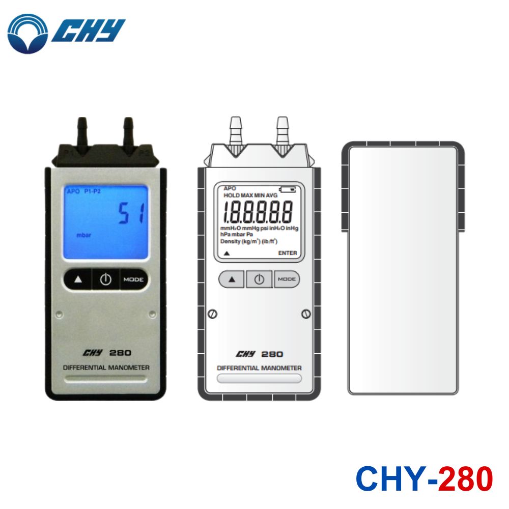 Máy đo áp suất không khí CHY 280 cầm tay Máy đo áp suất không khí CHY CHY-280, máy đo chênh lệch áp suất CHY 280, CHY 280 Differential Manometer
