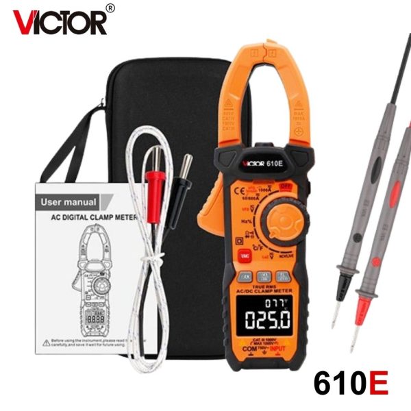 Ampe kìm Victor 610E True-RMS đo điện AC/DC, Ampe kìm hiện số Victor 610E, Victor 610E True RMS Clamp Meter