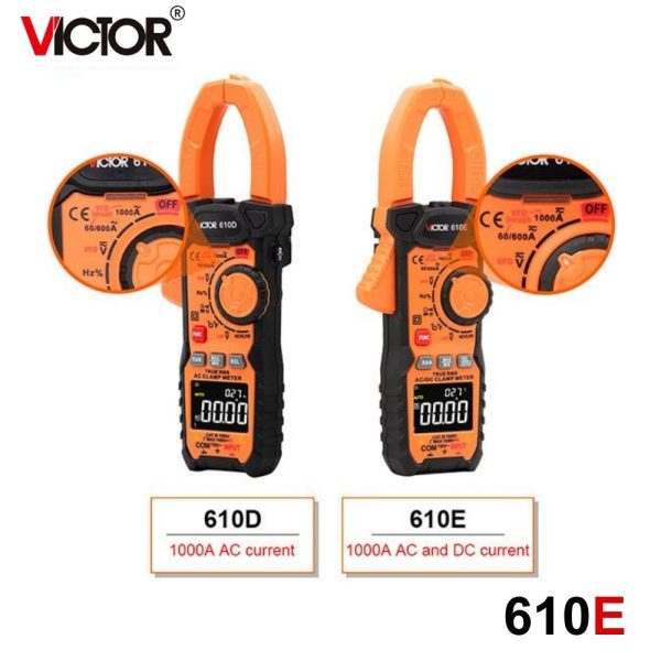 Ampe kìm Victor 610E True-RMS đo điện AC/DC, Ampe kìm hiện số Victor 610E, Victor 610E True RMS Clamp Meter