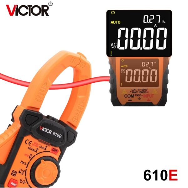 Ampe kìm Victor 610E True-RMS đo điện AC/DC, Ampe kìm hiện số Victor 610E, Victor 610E True RMS Clamp Meter