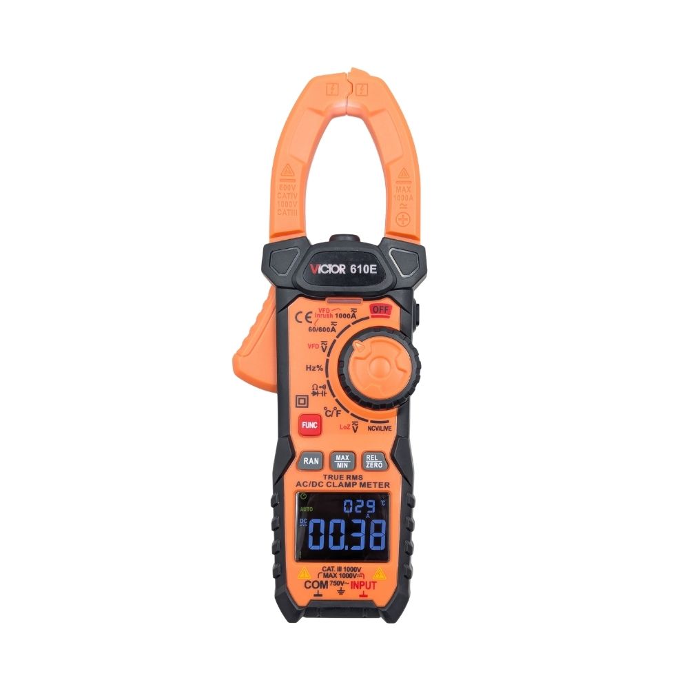 Ampe kìm Victor 610E True-RMS đo điện AC/DC, Ampe kìm hiện số Victor 610E, Victor 610E True RMS Clamp Meter