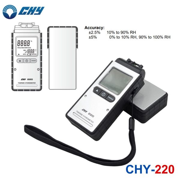 máy đo độ ẩm CHY 220 cầm tay, nhiệt ẩm kế CHY-220, CHY 220 Digital Thermo-Hygrometer