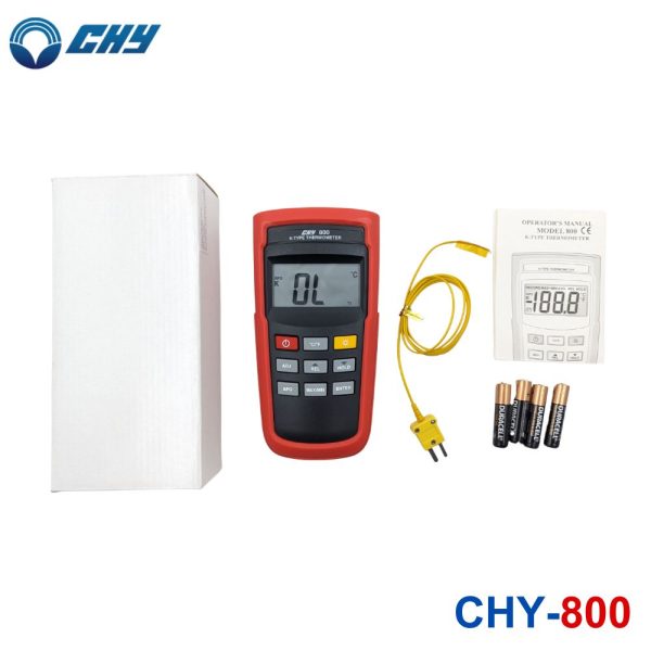 Máy đo nhiệt độ tiếp xúc CHY 800 đầu dò đơn loại K, máy đo nhiệt độ K-type CHY-800, CHY 800 thermometer
