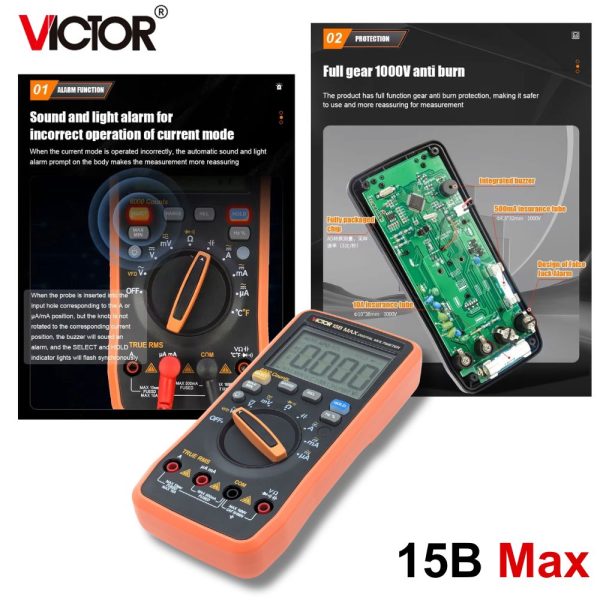 Đồng hồ vạn năng VICTOR 15B MAX true-rms đo điện AC/DC, đồng hồ VOM VICTOR 15B-MAX, VICTOR 15B MAX Digital Multimeter
