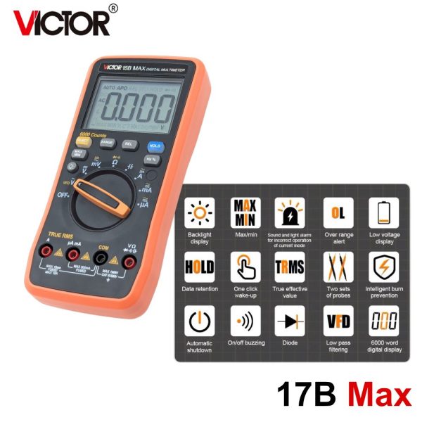 Đồng hồ vạn năng VICTOR 17B MAX True-RMS đo điện AC/DC, đồng hồ VOM VICTOR 17B-MAX, VICTOR 17B MAX Digital Multimeter