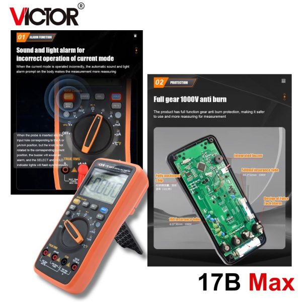 Đồng hồ vạn năng VICTOR 17B MAX True-RMS đo điện AC/DC, đồng hồ VOM VICTOR 17B-MAX, VICTOR 17B MAX Digital Multimeter