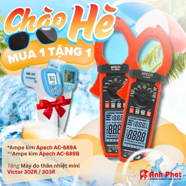 Ampe kìm APECH AC-689A và APECH AC-689B mua 1 tặng 1 máy đo nhiệt độ