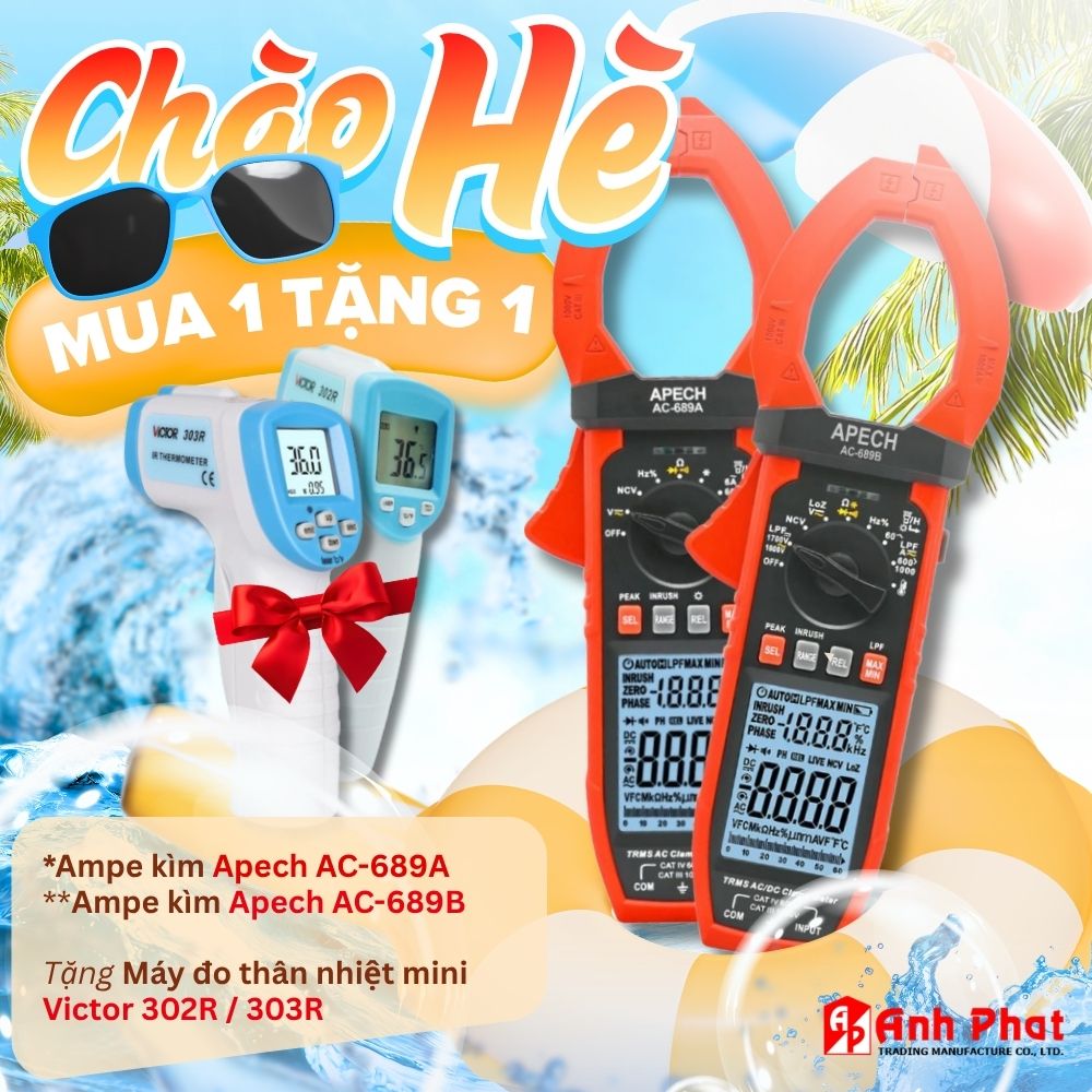 Ampe kìm APECH AC-689A và APECH AC-689B mua 1 tặng 1 máy đo nhiệt độ