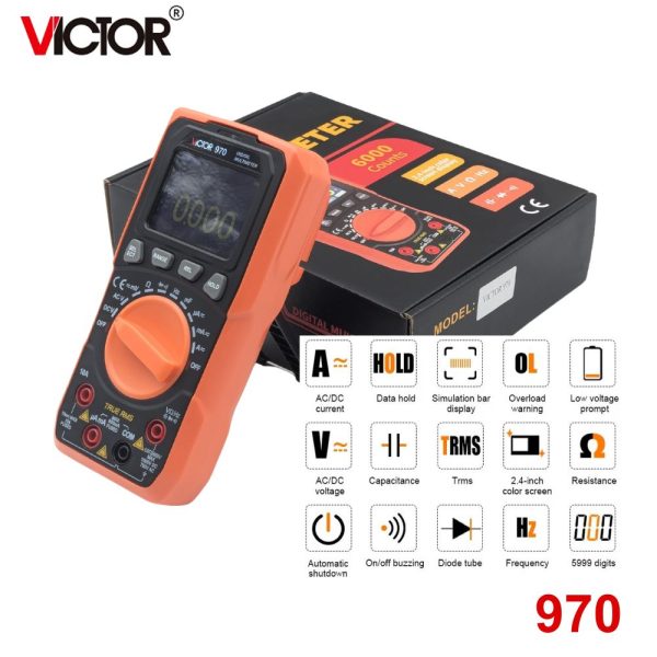 đồng hồ vạn năng VICTOR 970 True-RMS đo điện AC/DC, đồng hồ VOM VICTOR-970 True RMS, VICTOR 970 Digital Multimeter