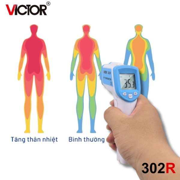 máy đo thân nhiệt VICTOR 302R cầm tay, nhiệt kế hồng ngoại VICTOR 302 R, VICTOR 302R infrared thermometer